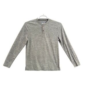 TALLWOODS Mens Long Sleeve Henley Shirt Size S Gray Heather Premium Apparel